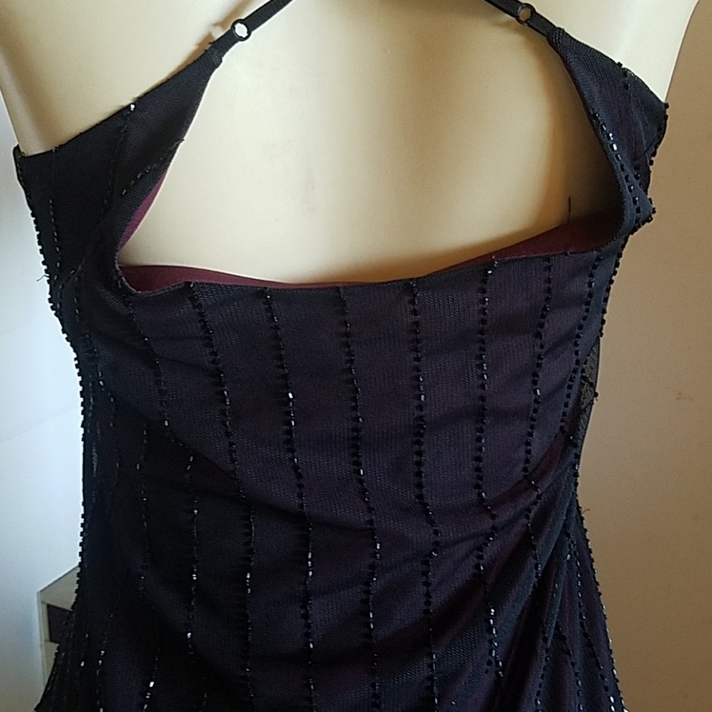 BCBGMAXAZRIA  Y2K PURPLR FEATHER SEQUIN DRESS SM - Picture 5 of 8